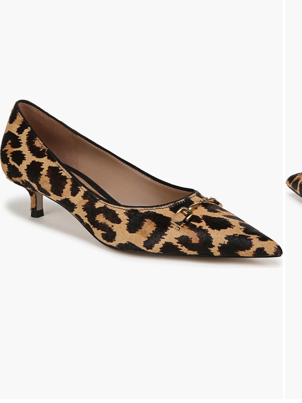 Leopard Print Pointed Toe Kitten Heel Pumps - Tan/Black 7.5 Sam Edelman Kaya